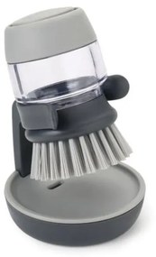 Sivá kefa s dávkovačom a stojanom Joseph Joseph Palm Scrub