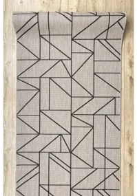 Behúň SIZAL FLOORLUX 20605 trojuholníky geometrický - strieborný, čierny