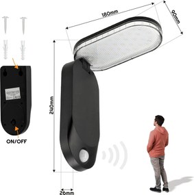 BERGE Solárna lampa s pohybovým senzorom IP65