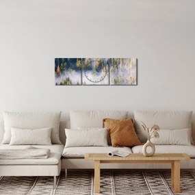 Obraz stromov v hmle (s hodinami) (90x30 cm)