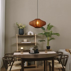 Japandi závesná lampa hnedá s látkovým tienidlom 50cm - Plu