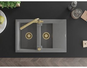 Mexen Gaspar, granitový drez 737x475x177 mm, 1,5-komorový, zlatá batéria Duero, šedá, 6507-71-671600-50