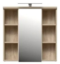 Nástenná kúpeľňová skrinka so zrkadlom VENOM biela/dub sonoma