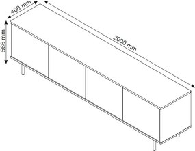Široká TV skrinka Flax, 200 cm, béžový kašmír