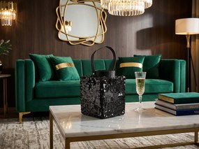 Lucerna s flitrami LOFTY GLAM 27 cm, čierna
