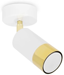 Stropné svietidlo HUGO, 1x biele/zlaté kovové tienidlo, (možnosť polohovania)