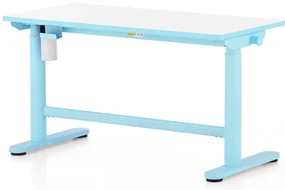 Výškovo nastaviteľný stôl OfficeTech Kids, 100 x 50 cm, biela / modrá