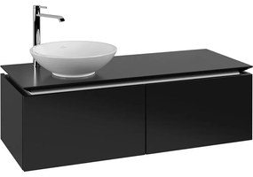 VILLEROY &amp; BOCH Legato závesná skrinka pod umývadlo na dosku (umývadlo vľavo), 2 zásuvky, 1200 x 500 x 380 mm, Black Matt Lacquer, B57900PD