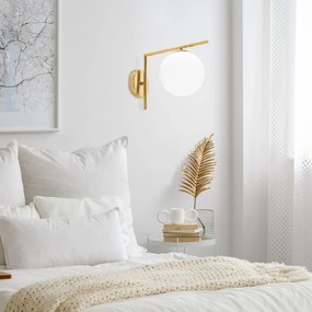 Toolight Toolight, sklenená guľatá nástenná lampa APP674-1W, zlatá, OSW-05638