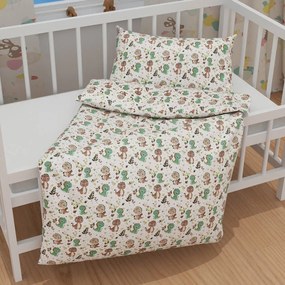 Biante Detské bavlnené posteľné obliečky do postieľky Sandra SA-657 Zeleno-hnedé dinosaury na bielom Do postieľky 90x140 a 40x60 cm