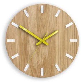 Sammer Nástenné dubové hodiny SIMPLE - biela/žltá 33 cm SimpleWoodWhiteYellow