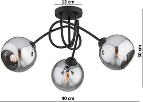 Brilagi - Prisadený luster DIOR 3xE27/60W/230V čierna/dymovo sivá