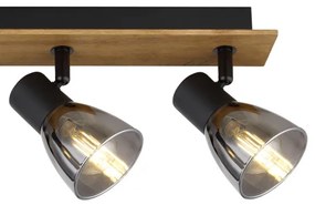 Globo 54307-4W - Bodové svietidlo CLAUDE 4xE14/40W/230V čierna/drevo