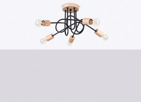 Sollux SL.1478 - Prisadený luster EMBER 5xE27/15W/230V čierna/béžová/buk
