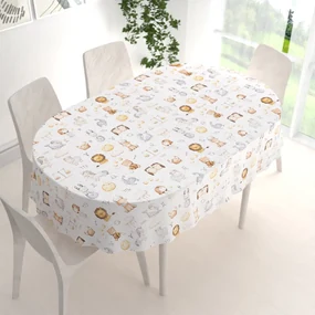 Biante Detský bavlnený oválny obrus Sandra SA-439 Znamenia zverokruhu 140x180 cm