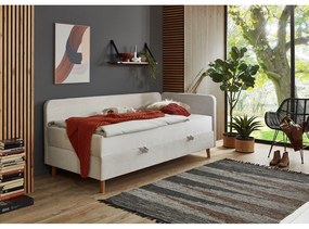 Béžová čalúnená jednolôžková posteľ s úložným priestorom 90x200 cm Cabana – Meise Möbel