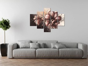 Gario Ručne maľovaný obraz Jemné Dálie - 5 dielny Rozmery: 100 x 70 cm