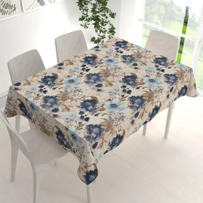 Biante Dekoračný obdĺžnikový obrus Parma PM-113 Modré kvety na smotanovom 80x120 cm