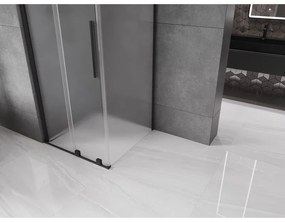 Mexen Velar, sprchový kút s posuvnými dverami 90 x 90 cm, 8mm sklo námraza, čierna matná, 871-090-090-31-70