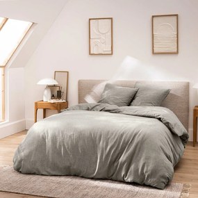 Sivé 3-dielne bavlnené obliečky na dvojlôžko/predĺžené 240x220 cm Meline – douceur d'intérieur
