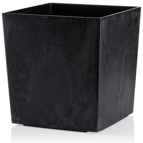 PLASTOVÝ KVETINÁČ FLORE 25X25 CM IMITÁCIA BETÓNU ČIERNA