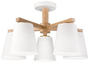 Prisadený luster ELLIE 5xE27/15W/230V biela/dub