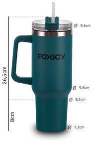 Foxigy Termohrnček do auta so slamkou 1200 ml Navy Blue