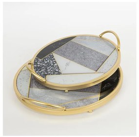 SADA 2x Dekoračný podnos pr. 35/30 cm zlatá