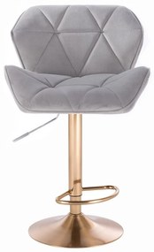 LuxuryForm DESIGN Barová stolička MILANO VELUR na zlatom tanieri - svetlo šedá