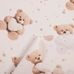 Biante Detský bavlnený záves Sandra SA-721 Medvedíky so srdiečkami na púdrovo ružovom 150x260 cm