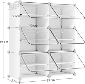 Úložné boxy na topánky biele ABO-E1033 WT (6 ks)