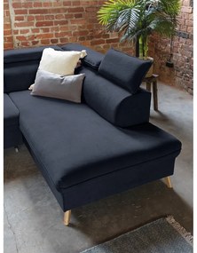 Tmavomodrá zamatová rozkladacia rohová pohovka do "U" (pravý roh) Sweet Harmony – Miuform