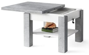 Rozkladací konferenčný/jedálny stôl so zvíhacou doskou CALEB šedá betón/biela