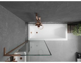 Mexen Next L, 1-krídlová vaňová zástena 70 x 150 cm, 6mm číre sklo-čierny vzor, ružové zlato profil, 895-070-000-03-70-60