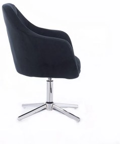 LuxuryForm DESIGN Kreslo ROMA VELUR na striebornom kríži - čierne