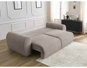 Svetlosivo-béžová menčestrová rozkladacia pohovka 257 cm Lucien – Bobochic Paris