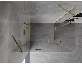 Mexen Mist-H Duo, 2-krídlový výklopný sprchový kút 120 x 100 cm, číre sklo, zlatý lesklý profil, 8A5-120L-100P-50-00