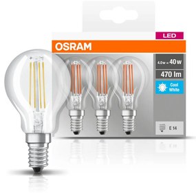 OSRAM LED E14 P40 4W filamentová 840 470lm 3ks