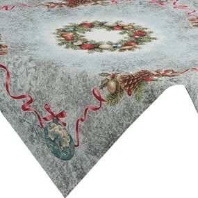 Gobelínový vianočný obrus strieborný so vzorom Šírka: 100 cm | Dĺžka: 100 cm