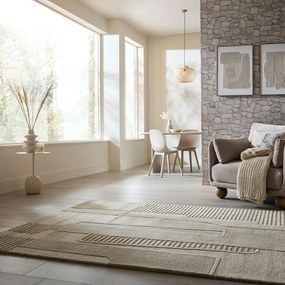 Sivobéžový ručne tkaný vlnený koberec 140x200 cm Lira – Flair Rugs