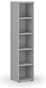 Kancelársky regál PRIMO GRAY, 400 x 420 x 1781 mm, sivá/dub prírodný