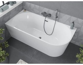 Mexen Mia, voľne stojaca rohová vaňa, lavá, 180 x 80 cm, biela, grafitový prepad, 52691808000L-66