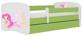 Letoss Detská posteľ BABY DREAMS 140/70- Víla Zelená S matracom S uložným priestorom