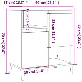 vidaXL Komody 2 ks dymový dub 60x35x70 cm kompozitné drevo-