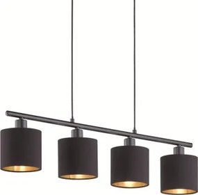 Závesné stropné osvetlenie Tommy, 4 svietidlá, čierna/zlatá%