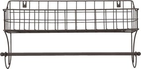 Nástenný kovový držiak na uterák s košíkom - 44 * 12 * 25 cm