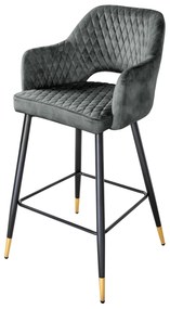 Barová stolička Paris dekoračné prešívanie zamat sivozelená