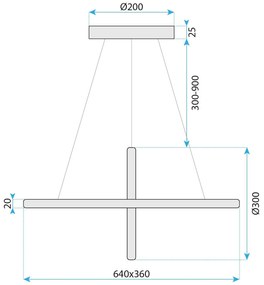 Toolight Toolight, LED závesné svietidlo 64x36 cm, 60W, G034-CP, zlatá lesklá, OSW-06301