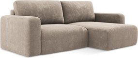 Béžová ženilková rozkladacia/s úložným priestorom rohová pohovka (pravý roh/s leňoškou) Kona – Makamii