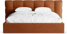 Čalúnená dvojlôžková posteľ s úložným priestorom s roštom 180x200 cm v terakotovej farbe Eric – Micadoni